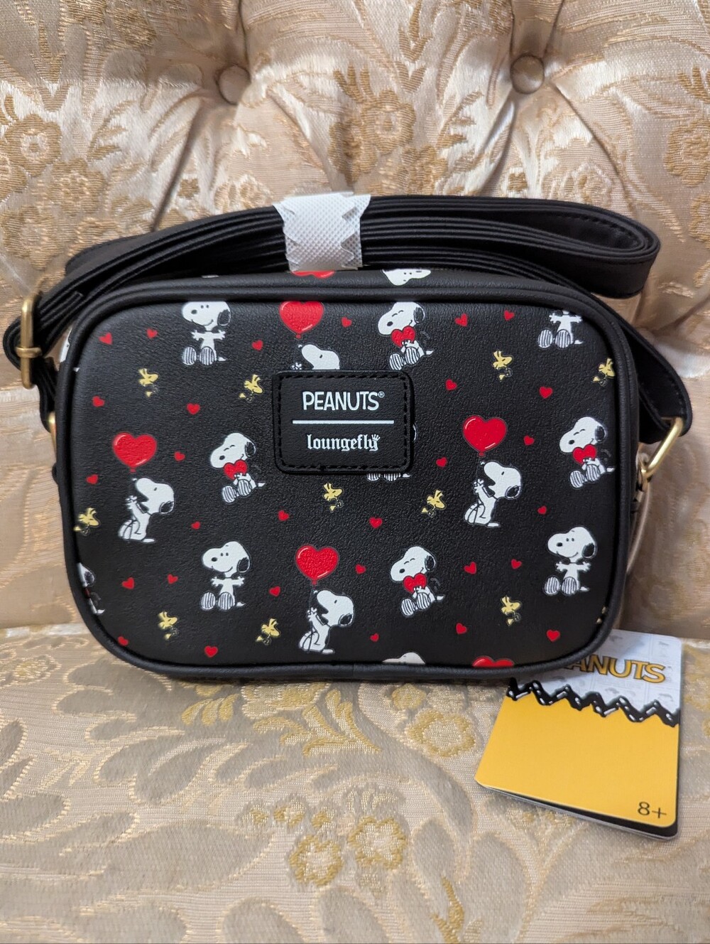 Loungefly x Peanuts Black Snoopy Heart Crossbody Bag